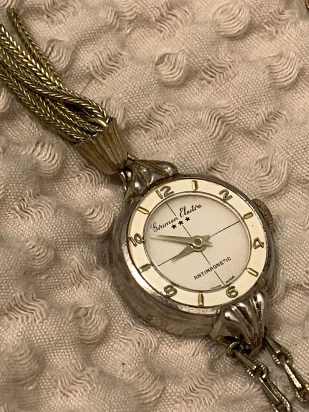 40s Grumen Electra Art Deco Tassle Necklace Watch - Running!